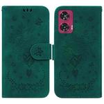 For Motorola Edge 50 Fusion Butterfly Rose Embossed Leather Phone Case(Green)