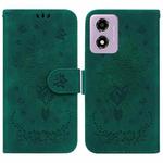 For Motorola Moto G04s / Moto E14 Butterfly Rose Embossed Leather Phone Case(Green)