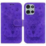 For Motorola Moto G75 5G Butterfly Rose Embossed Leather Phone Case(Purple)