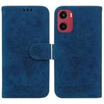 For Motorola Moto G05 / E15 Butterfly Rose Embossed Leather Phone Case(Blue)