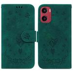 For Motorola Moto G05 / E15 Butterfly Rose Embossed Leather Phone Case(Green)