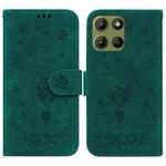 For Motorola Moto G15 Butterfly Rose Embossed Leather Phone Case(Green)