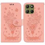 For Motorola Moto G15 Butterfly Rose Embossed Leather Phone Case(Pink)