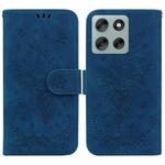 For Motorola Moto G56 5G / G66j 5G / G66y 5G Butterfly Rose Embossed Leather Phone Case(Blue)