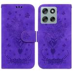 For Motorola Moto G56 5G / G66j 5G / G66y 5G Butterfly Rose Embossed Leather Phone Case(Purple)