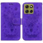 For Motorola Moto G86 5G Butterfly Rose Embossed Leather Phone Case(Purple)