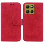 For Motorola Moto G86 5G Butterfly Rose Embossed Leather Phone Case(Red)