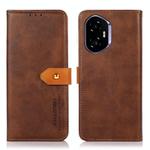 For Honor 400 KHAZNEH Dual-color Cowhide Texture Flip Leather Phone Case(Brown)