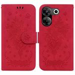 For Tecno Camon 20 Pro 4G / 20 Butterfly Rose Embossed Leather Phone Case(Red)