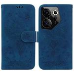 For Tecno Camon 20 Premier 5G Butterfly Rose Embossed Leather Phone Case(Blue)