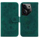 For Tecno Camon 20 Premier 5G Butterfly Rose Embossed Leather Phone Case(Green)