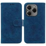 For Tecno Spark 20 Pro Butterfly Rose Embossed Leather Phone Case(Blue)