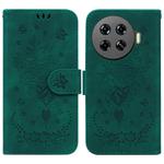For Tecno Spark 20 Pro+ 4G Butterfly Rose Embossed Leather Phone Case(Green)