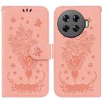 For Tecno Spark 20 Pro+ 4G Butterfly Rose Embossed Leather Phone Case(Pink)