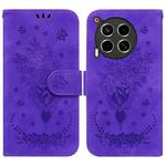 For Tecno Camon 30 4G / 5G Butterfly Rose Embossed Leather Phone Case(Purple)