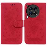 For Tecno Camon 30 Premier 5G Butterfly Rose Embossed Leather Phone Case(Red)