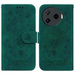 For Tecno Camon 30 Pro Butterfly Rose Embossed Leather Phone Case(Green)