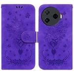 For Tecno Camon 30 Pro Butterfly Rose Embossed Leather Phone Case(Purple)