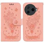 For Tecno Camon 30 Pro Butterfly Rose Embossed Leather Phone Case(Pink)