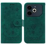 For Tecno Pova 6 Neo Butterfly Rose Embossed Leather Phone Case(Green)
