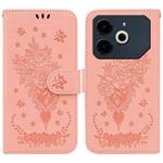 For Tecno Pova 6 Neo Butterfly Rose Embossed Leather Phone Case(Pink)