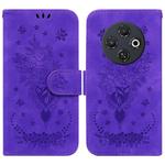 For Tecno Spark 30C Butterfly Rose Embossed Leather Phone Case(Purple)