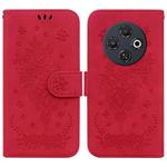 For Tecno Spark 30C Butterfly Rose Embossed Leather Phone Case(Red)