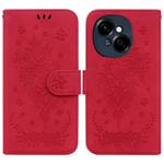 For Tecno Spark Go 1 / Pop 9 Pro Butterfly Rose Embossed Leather Phone Case(Red)