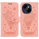 For Tecno Spark Go 1 / Pop 9 Pro Butterfly Rose Embossed Leather Phone Case(Pink)