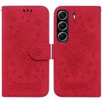 For Tecno Camon 40 Butterfly Rose Embossed Leather Phone Case(Red)