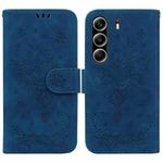 For Tecno Camon 40 Pro 4G Butterfly Rose Embossed Leather Phone Case(Blue)