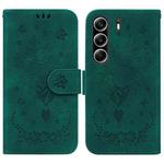 For Tecno Camon 40 Pro 4G Butterfly Rose Embossed Leather Phone Case(Green)