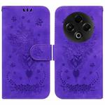 For Tecno Spark 30 4G Butterfly Rose Embossed Leather Phone Case(Purple)