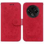 For Tecno Spark 30 4G Butterfly Rose Embossed Leather Phone Case(Red)