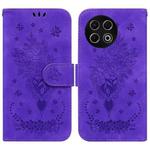 For Tecno Spark 30 Pro Butterfly Rose Embossed Leather Phone Case(Purple)