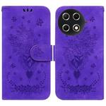 For Tecno Camon 30S / Camon 30S Pro Butterfly Rose Embossed Leather Phone Case(Purple)