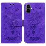 For Tecno Pop 10 / Spark Go 2 4G Butterfly Rose Embossed Leather Phone Case(Purple)