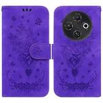 For Tecno Pop 9 5G / Spark 30C 5G Butterfly Rose Embossed Leather Phone Case(Purple)