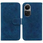 For OPPO Reno10 5G Global/Reno10 Pro Global Butterfly Rose Embossed Leather Phone Case(Blue)