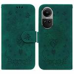 For OPPO Reno10 5G Global/Reno10 Pro Global Butterfly Rose Embossed Leather Phone Case(Green)