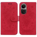 For OPPO Reno10 5G / Reno10 Pro Global Butterfly Rose Embossed Leather Phone Case(Red)