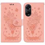 For OPPO A98 5G / F23 5G India Butterfly Rose Embossed Leather Phone Case(Pink)