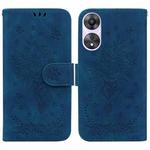 For OPPO A58 4G Butterfly Rose Embossed Leather Phone Case(Blue)