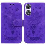 For OPPO A78 4G Butterfly Rose Embossed Leather Phone Case(Purple)