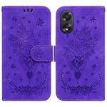 For OPPO A38 4G / A18 Butterfly Rose Embossed Leather Phone Case(Purple)