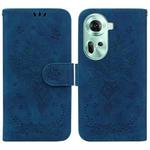 For OPPO Reno11 Global Butterfly Rose Embossed Leather Phone Case(Blue)