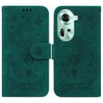 For OPPO Reno11 Global Butterfly Rose Embossed Leather Phone Case(Green)