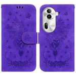 For OPPO Reno11 Pro 5G Global Butterfly Rose Embossed Leather Phone Case(Purple)