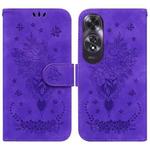 For OPPO A60 4G Butterfly Rose Embossed Leather Phone Case(Purple)