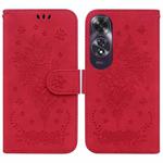For OPPO A60 4G Butterfly Rose Embossed Leather Phone Case(Red)